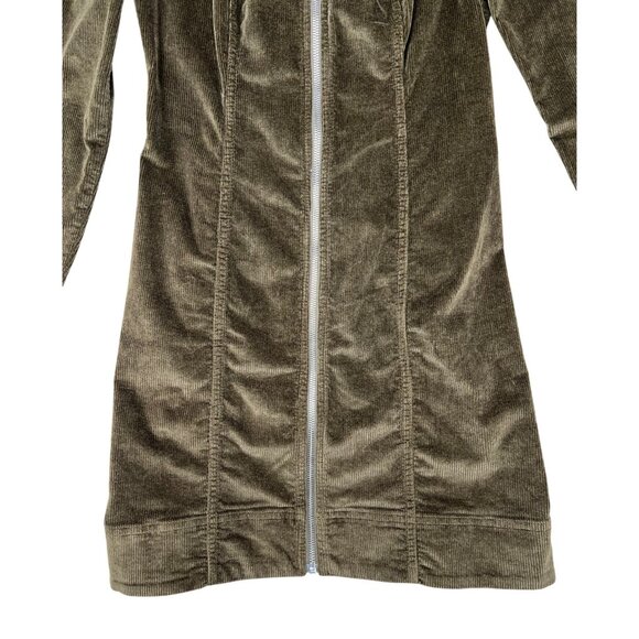 Anthropologie Pilcro Long-Sleeve Corduroy Slim Zip-Front Mini Dress Brown Size 6 - Picture 13 of 15